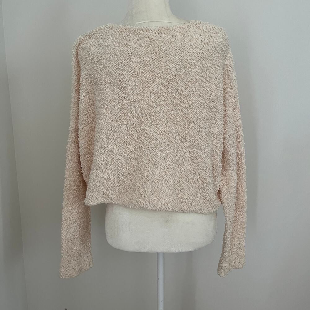 Free People Popcorn Cropped V-Neck Sweater Cream Small - Picture 8 of 10